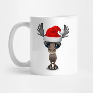 Baby Moose Wearing a Santa Hat Mug